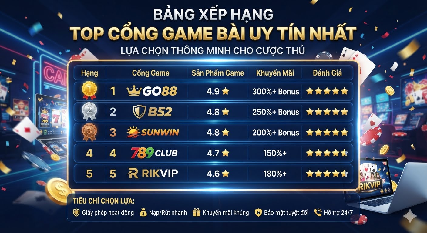 Top cổng game bài uy tín nhất